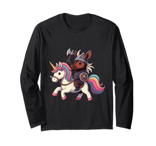 Wikinger Okapi reitet EIN Einhorn Jungen Mädchen Männer Frauen Kinder Langarmshirt von Viking Okapi Riding A Unicorn Rainbow Shop