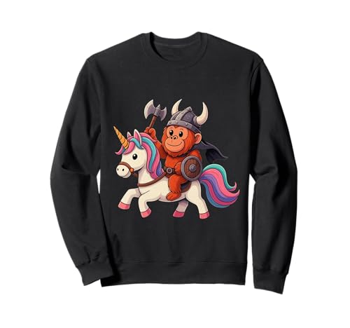Wikinger Orang-Utan reitet EIN Einhorn Jungen Mädchen Männer Frauen Kinder Sweatshirt von Viking Orangutan Riding A Unicorn Rainbow Shop
