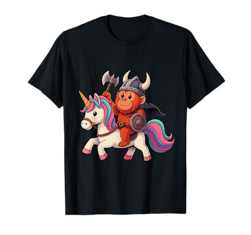 Wikinger Orang-Utan reitet EIN Einhorn Jungen Mädchen Männer Frauen Kinder T-Shirt von Viking Orangutan Riding A Unicorn Rainbow Shop