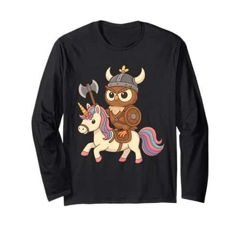 Wikingereule reitet EIN Einhorn Jungen Mädchen Männer Frauen Kinder Erwachsene Langarmshirt von Viking Owl Riding A Unicorn Rainbow Shop