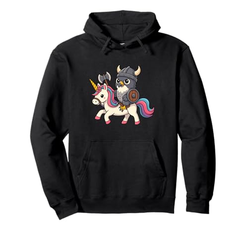 Wikinger Wanderfalke reitet EIN Einhorn Junge Mädchen Frauen Kind Pullover Hoodie von Viking Peregrine Falcon Riding A Unicorn Rainbow