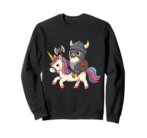 Wikinger Wanderfalke reitet EIN Einhorn Junge Mädchen Frauen Kind Sweatshirt von Viking Peregrine Falcon Riding A Unicorn Rainbow