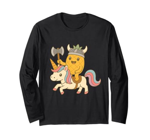 Wikinger Ananas reitet EIN Einhorn Jungen Mädchen Männer Frauen Kinder Langarmshirt von Viking Pineapple Riding A Unicorn Rainbow Shop
