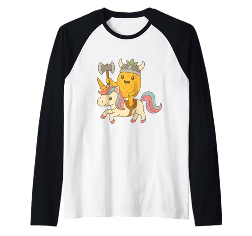 Wikinger Ananas reitet EIN Einhorn Jungen Mädchen Männer Frauen Kinder Raglan von Viking Pineapple Riding A Unicorn Rainbow Shop