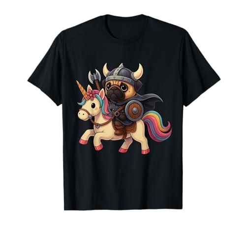 Wikinger Mops reitet EIN Einhorn Jungen Mädchen Männer Frauen Kinder Erwachsene T-Shirt von Viking Pug Riding A Unicorn Rainbow Shop