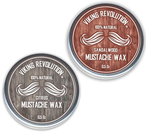 Viking Revolution Schnurrbart Wachs, 2er-Pack - Bart- & Moustache Wax für Männer - Starker Halt Hilft beim Bändigen & Stylen (Zitrus & Sandelholz, 2er-Pack) von Viking Revolution