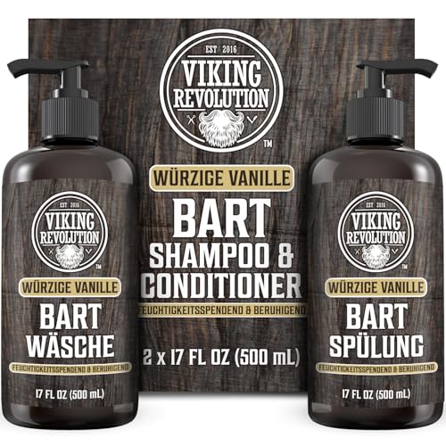 Viking Revolution - Bartshampoo & Conditioner Set - Erweicht, Glättet & Stärkt den Bartwuchs - Bartshampoo Für Männer - Würzige Vanille - Geschenke Für Männer - 2 x 500 ml Viking Revolution - Bartshampoo & Conditioner Set - Erweicht, Glättet & Stärkt den Bartwuchs - Bartshampoo Für Männer - Würzige Vanille - Geschenke Für Männer - 2 x 500 ml von Viking Revolution