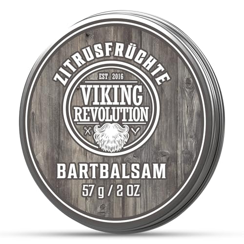 Viking Revolution Beard Balm - All Natural Grooming Treatment with Argan Oil & Mango Butter - Strengthens & Softens Beards & Mustaches - Citrus Scent Leave in Conditioner Wax for Men - 1 Pack von Viking Revolution