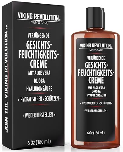 Viking Revolution - Gesichtscreme Männer - Natürliche Gesichtscreme mit Hyaluronsäure, Aloe Vera, Jojobaöl - Anti-Falten, Anti-Aging, Feuchtigkeitsspendend und Schützend - 180 ml von Viking Revolution