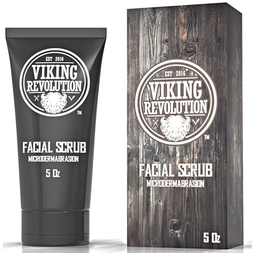 Viking Revolution Mikrodermabrasion Peeling Gesicht Männer - Face Scrub & Gesichtsreinigung für Tiefenreinigung, Gegen Mitesser & Eingewachsene Haare - Pre-Shave Gesichts Peeling (1er-Pack) 150 ml von Viking Revolution