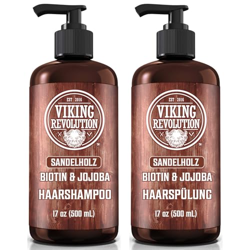 Viking Revolution - Shampoo und Conditioner Set - 2 x 500 ml - Feuchtigkeitsspendend und Stärkend Shampoo Herren - Haarshampoo Herren und Haarspülung mit Vitamin B5, Biotin und Jojobaöl - Sandelholz von Viking Revolution