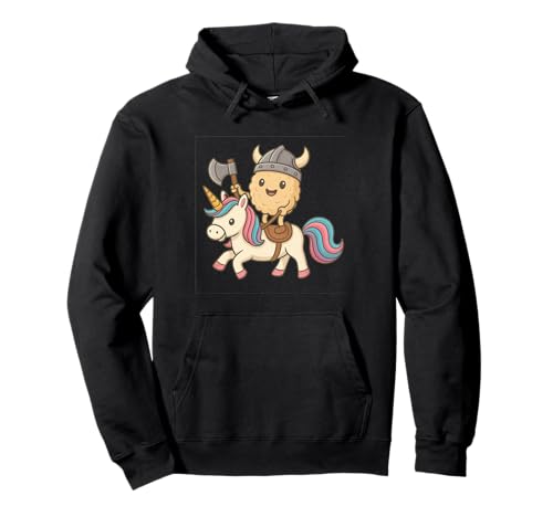 Wikinger Reisball reitet EIN Einhorn Jungen Mädchen Männer Frauen Kinder Pullover Hoodie von Viking Rice Ball Riding A Unicorn Rainbow Shop