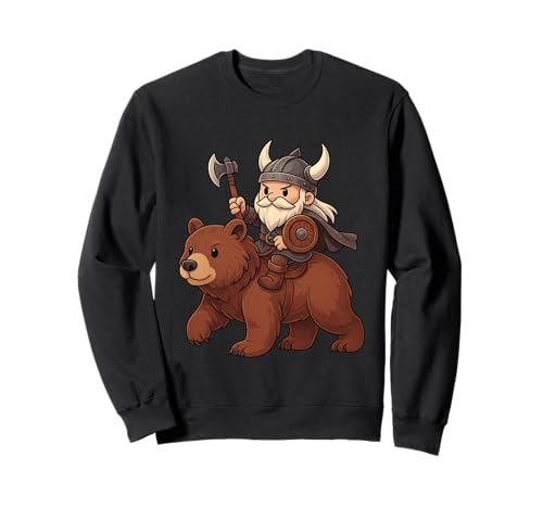 Wikinger reitet einen Bär Jungen Mädchen Männer Frauen Kinder Erwachsene Sweatshirt von Viking Riding A Bear Rainbow Shop