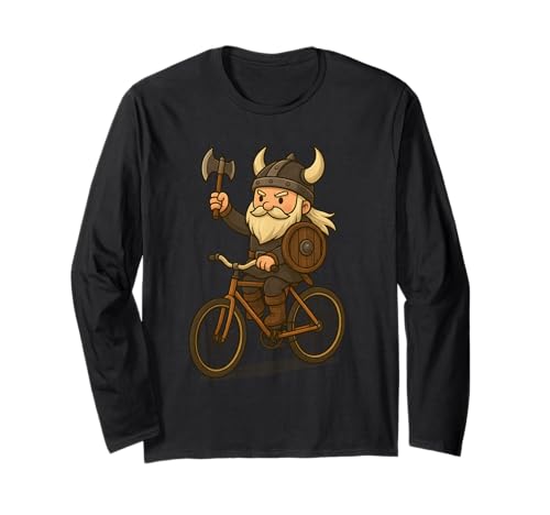 Wikinger Reiten Fahrrad Jungen Mädchen Männer Frauen Kinder Erwachsene Langarmshirt von Viking Riding A Bicycle Rainbow Shop