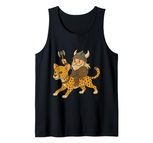 Wikinger reitet einen Gepard Jungen Mädchen Männer Frauen Kinder Erwachsene Tank Top von Viking Riding A Cheetah Rainbow Shop