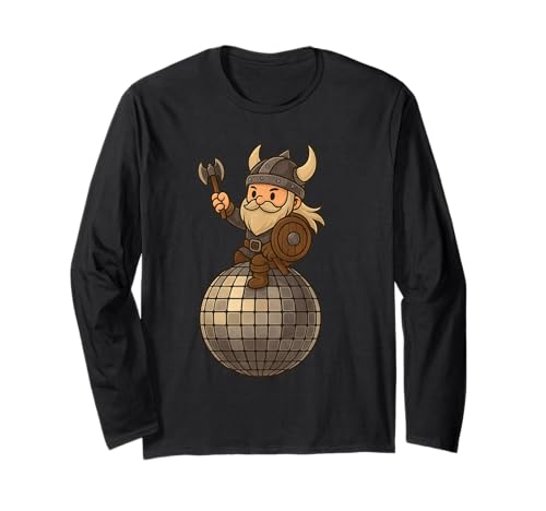 Wikinger Reiten Discoball Jungen Mädchen Männer Frauen Kinder Erwachsene Langarmshirt von Viking Riding A Disco Ball Rainbow Shop
