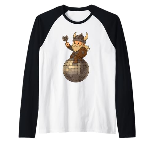 Wikinger Reiten Discoball Jungen Mädchen Männer Frauen Kinder Erwachsene Raglan von Viking Riding A Disco Ball Rainbow Shop