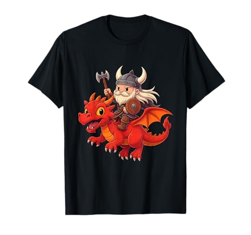 Wikinger reitet einen Drachen Jungen Mädchen Männer Frauen Kinder Erwachsene T-Shirt von Viking Riding A Dragon Rainbow Shop