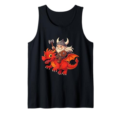Wikinger reitet einen Drachen Jungen Mädchen Männer Frauen Kinder Erwachsene Tank Top von Viking Riding A Dragon Rainbow Shop