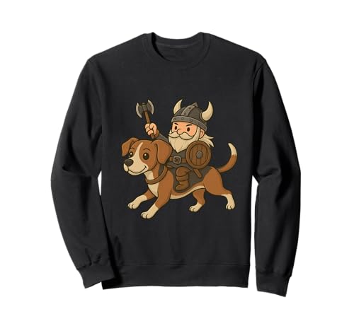 Wikinger reitet einen Fuchshund Hund Jungen Mädchen Männer Frauen Kinder Erwachsene Sweatshirt von Viking Riding A Foxhound Dog Rainbow Shop