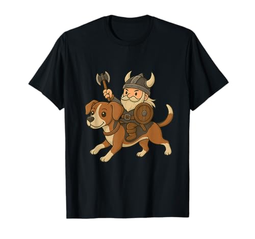 Wikinger reitet einen Fuchshund Hund Jungen Mädchen Männer Frauen Kinder Erwachsene T-Shirt von Viking Riding A Foxhound Dog Rainbow Shop