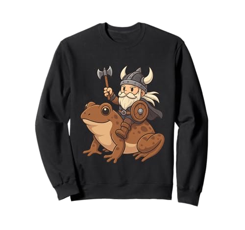 Wikinger reitet einen Frosch Jungen Mädchen Männer Frauen Kinder Erwachsene Sweatshirt von Viking Riding A Frog Rainbow Shop