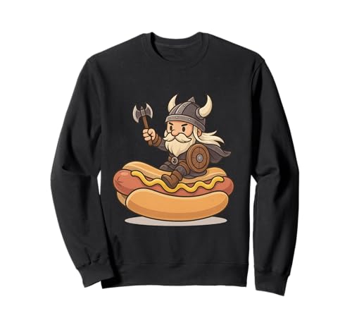 Wikinger reitet einen Hot Dog, Mädchen, Männer, Frauen, Kinder, Teenager, Erwachsene Sweatshirt von Viking Riding A Hot Dog Rainbow Shop