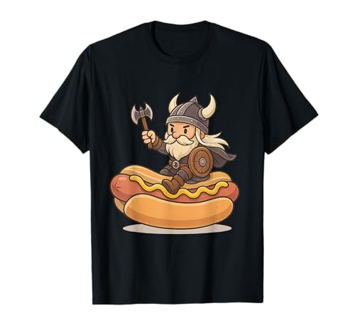Wikinger reitet einen Hot Dog, Mädchen, Männer, Frauen, Kinder, Teenager, Erwachsene T-Shirt von Viking Riding A Hot Dog Rainbow Shop