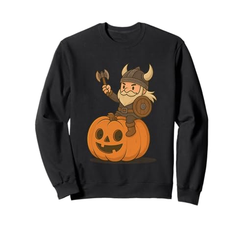 Wikinger reitet einen Kürbis Jungen Mädchen Männer Frauen Kinder Erwachsene Sweatshirt von Viking Riding A Pumpkin Rainbow Shop Halloween
