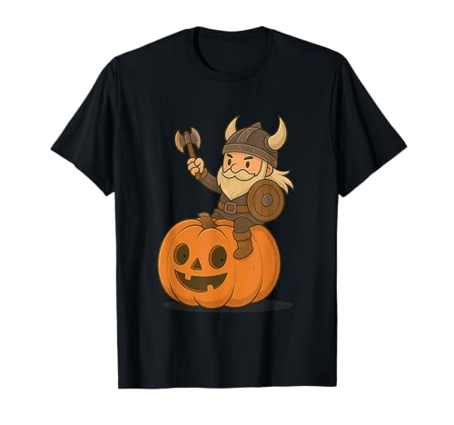 Wikinger reitet einen Kürbis Jungen Mädchen Männer Frauen Kinder Erwachsene T-Shirt von Viking Riding A Pumpkin Rainbow Shop Halloween
