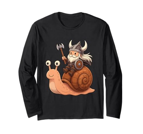 Wikinger Reiten Schnecke Jungen Mädchen Männer Frauen Kinder Erwachsene Langarmshirt von Viking Riding A Snail Rainbow Shop