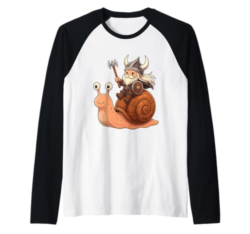Wikinger Reiten Schnecke Jungen Mädchen Männer Frauen Kinder Erwachsene Raglan von Viking Riding A Snail Rainbow Shop