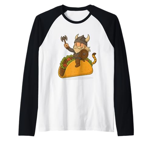 Viking Riding A Taco Jungen Mädchen Herren Damen Kinder Erwachsene Raglan von Viking Riding A Taco Rainbow Shop