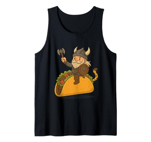 Viking Riding A Taco Jungen Mädchen Herren Damen Kinder Erwachsene Tank Top von Viking Riding A Taco Rainbow Shop