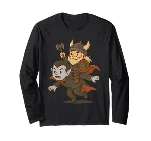 Wikinger reitet einen Vampir Jungen Mädchen Männer Frauen Kinder Erwachsene Langarmshirt von Viking Riding A Vampire Rainbow Shop