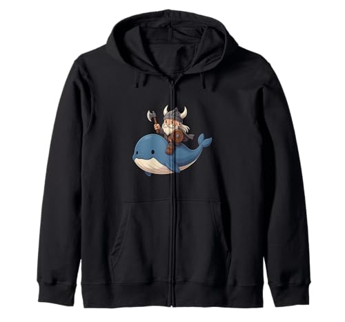 Wikinger reitet einen Wal Jungen Mädchen Männer Frauen Kinder Erwachsene Kapuzenjacke von Viking Riding A Whale Rainbow Shop