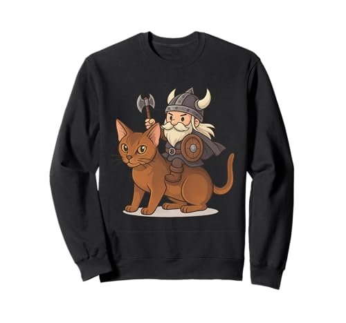 Wikinger Reiten Abessinier Katze Jungen Mädchen Männer Frauen Kinder Erwachsene Sweatshirt von Viking Riding Abyssinian Cat Rainbow Shop