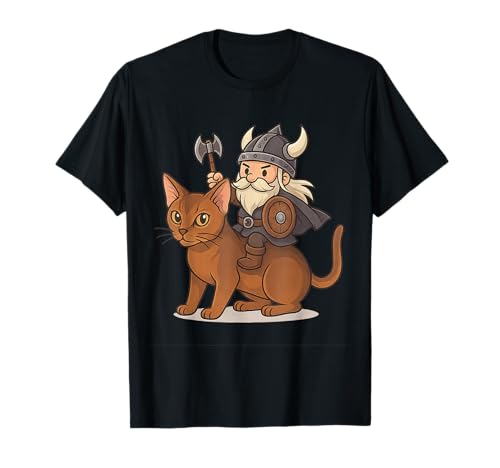 Wikinger Reiten Abessinier Katze Jungen Mädchen Männer Frauen Kinder Erwachsene T-Shirt von Viking Riding Abyssinian Cat Rainbow Shop