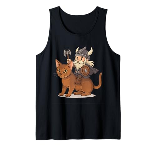 Wikinger Reiten Abessinier Katze Jungen Mädchen Männer Frauen Kinder Erwachsene Tank Top von Viking Riding Abyssinian Cat Rainbow Shop