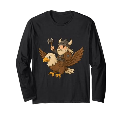 Wikinger reitet einen Adler Jungen Mädchen Männer Frauen Kinder Erwachsene Langarmshirt von Viking Riding An Eagle Rainbow Shop