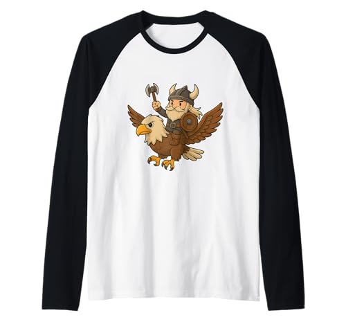 Wikinger reitet einen Adler Jungen Mädchen Männer Frauen Kinder Erwachsene Raglan von Viking Riding An Eagle Rainbow Shop