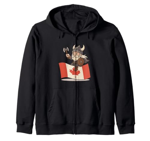 Wikinger reitet eine Kanada-Flagge Jungen Mädchen Männer Frauen Kind Kanadier Kapuzenjacke von Viking Riding Canada Flag Youth Canadian Shop