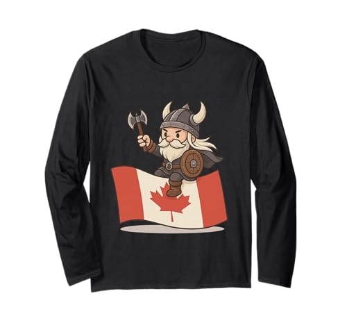 Wikinger reitet eine Kanada-Flagge Jungen Mädchen Männer Frauen Kind Kanadier Langarmshirt von Viking Riding Canada Flag Youth Canadian Shop