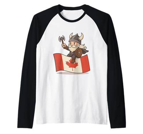 Wikinger reitet eine Kanada-Flagge Jungen Mädchen Männer Frauen Kind Kanadier Raglan von Viking Riding Canada Flag Youth Canadian Shop