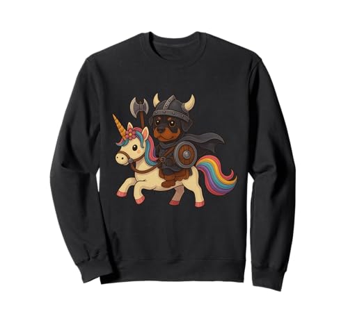 Wikinger Rottweiler reitet EIN Einhorn Jungen Mädchen Männer Frauen Kinder Sweatshirt von Viking Rottweiler Riding A Unicorn Rainbow Shop