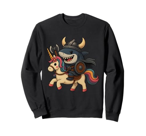 Wikinger Hai reitet EIN Einhorn Jungen Mädchen Männer Frauen Kinder Sweatshirt von Viking Shark Riding A Unicorn Rainbow Shop