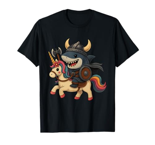 Wikinger Hai reitet EIN Einhorn Jungen Mädchen Männer Frauen Kinder T-Shirt von Viking Shark Riding A Unicorn Rainbow Shop