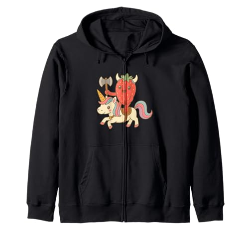 Wikinger Erdbeere reitet EIN Einhorn Jungen Mädchen Männer Frauen Kinder Kapuzenjacke von Viking Strawberry Riding A Unicorn Rainbow Shop