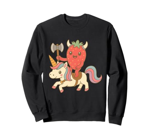 Wikinger Erdbeere reitet EIN Einhorn Jungen Mädchen Männer Frauen Kinder Sweatshirt von Viking Strawberry Riding A Unicorn Rainbow Shop
