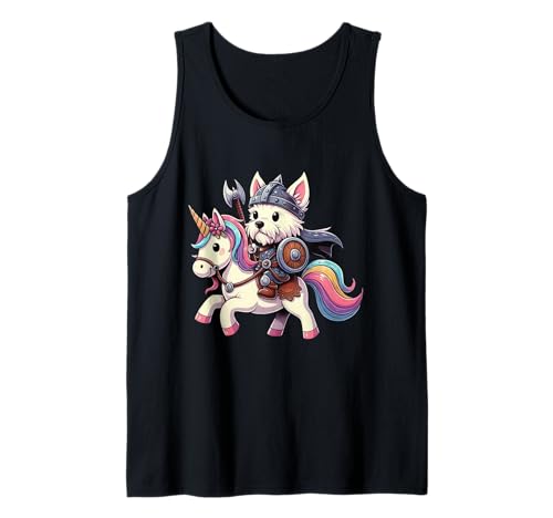 Viking West Highland Terrier reitet EIN Einhorn Jungen Mädchen Herren Tank Top von Viking Terrier Dog Riding A Unicorn Rainbow Shop